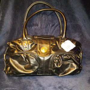 Black Metallic Satchel purse NEW WITH TAG!!!